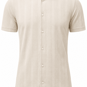Camisa Hombre Manga Corta Slim — Lisa Beige