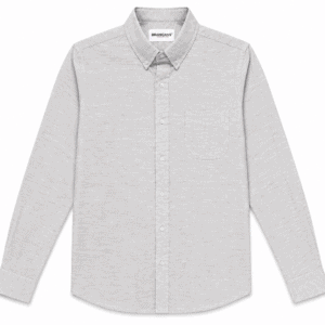 Camisa Hombre Manga Larga Amplia — Lisa Gris Claro- Regular