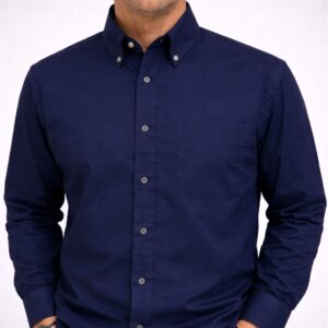 Camisa Regular Lisa Azul M
