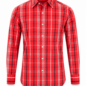 Camisa Hombre Manga Larga Cuadros – Rojo Suave – Corte Slim