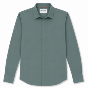 Camisa Hombre Manga Larga Lisa Gris — Corte Slim