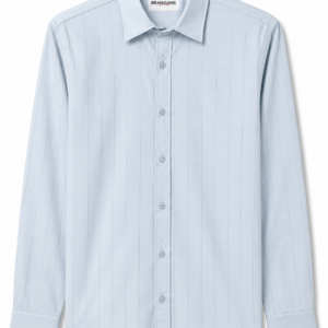Camisa Hombre Manga Larga Lisa Azul con lineas — Corte Slim
