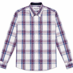Camisa Hombre Manga Larga Amplia — Cuadros Morado – Regular