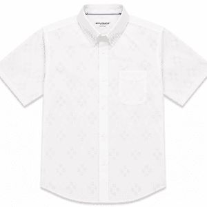 Camisa Hombre Manga Corta Amplia — Lisa con Textura Blanca