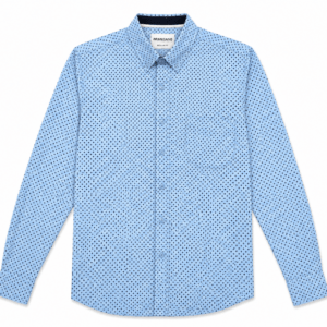 Camisa Hombre Manga Larga Amplia — Corbatero azul- Regular