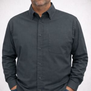 Camisa Regular Lisa Gris O