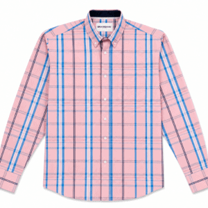 Camisa Hombre Manga Larga Amplia — Cuadros Rosas - Regular