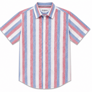 Camisa Hombre Manga Corta Slim — Rayas Toronja