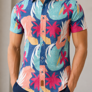 Camisa Slim Manga Corta Guacamaya