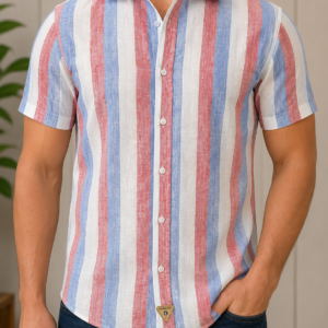 Camisa Slim Manga Corta Rayas Tuti