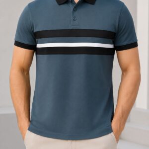 PLAYERA TIPO POLO RAYAS AZUL