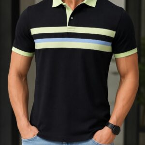 PLAYERA TIPO POLO RAYAS NEGRA