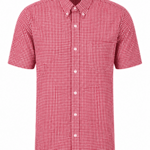 Camisa Hombre Manga Corta Amplia — Cuadritos Rojos