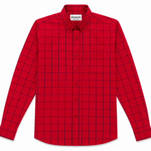 Camisa Hombre Manga Larga Amplia — Cuadros Rojos- Regular