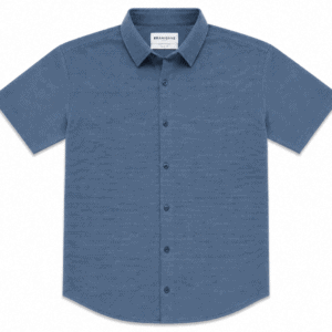 Camisa Hombre Manga Corta Slim — Lisa Azul