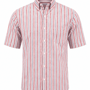 Camisa Hombre Manga Corta Amplia — Rayas Rojas