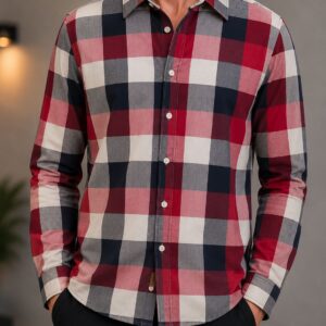 Camisa Slim Manga Larga Cuadros Multi