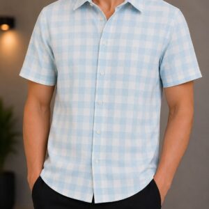 Camisa Slim Manga Corta Cuadros ABA