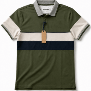 Playera Polo Hombre — Rayas Navy Verde Slim — Branigans