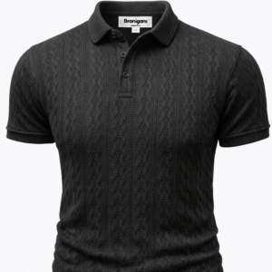 Playera Polo Hombre — Base Tejida Negra Slim