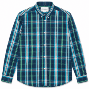 Camisa Hombre Manga Larga Amplia — Cuadros Azul Ve- Regular