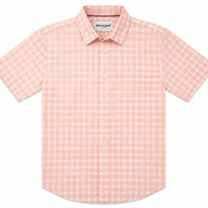 Camisa Hombre Manga Corta Slim — Cuadros Melón