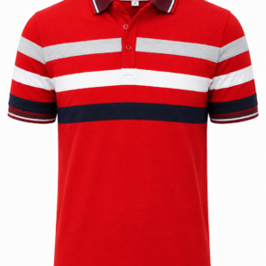 Playera Polo Hombre — Rayas Altas Rojo Slim