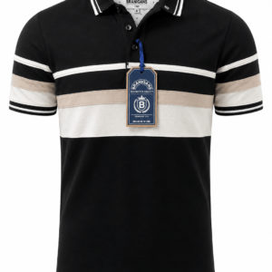 Playera Polo Hombre — Base Rayas Negra Slim